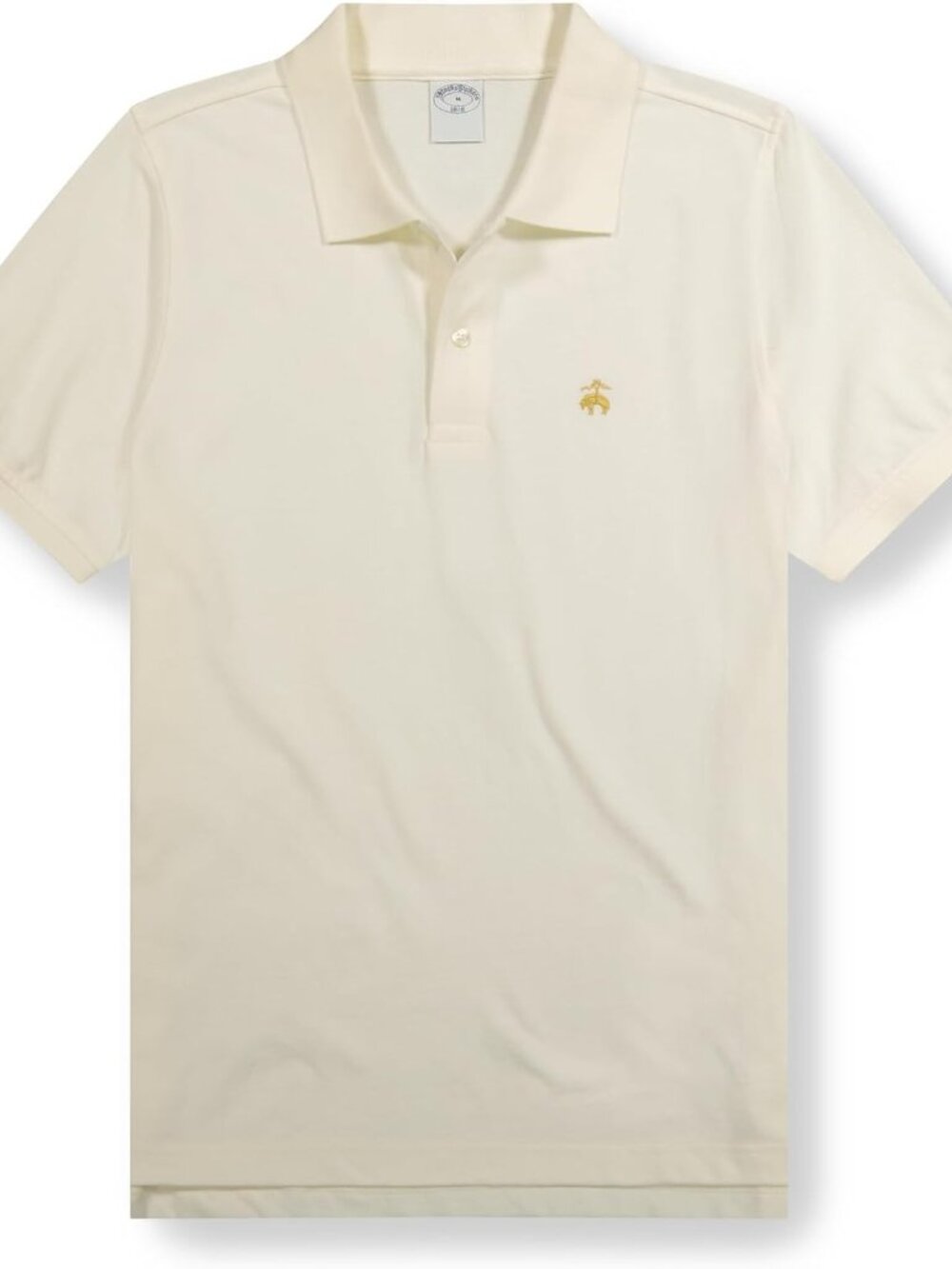 Men's White Cotton Pique Stretch Logo Polo Shirt Short Sleeve Casual Fit Use
